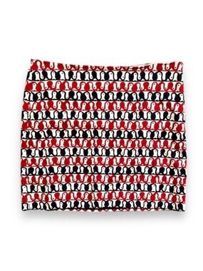 Talbots White Black Red Mod Patterned Pencil Skirt Women’s Size 14 Petite Retro